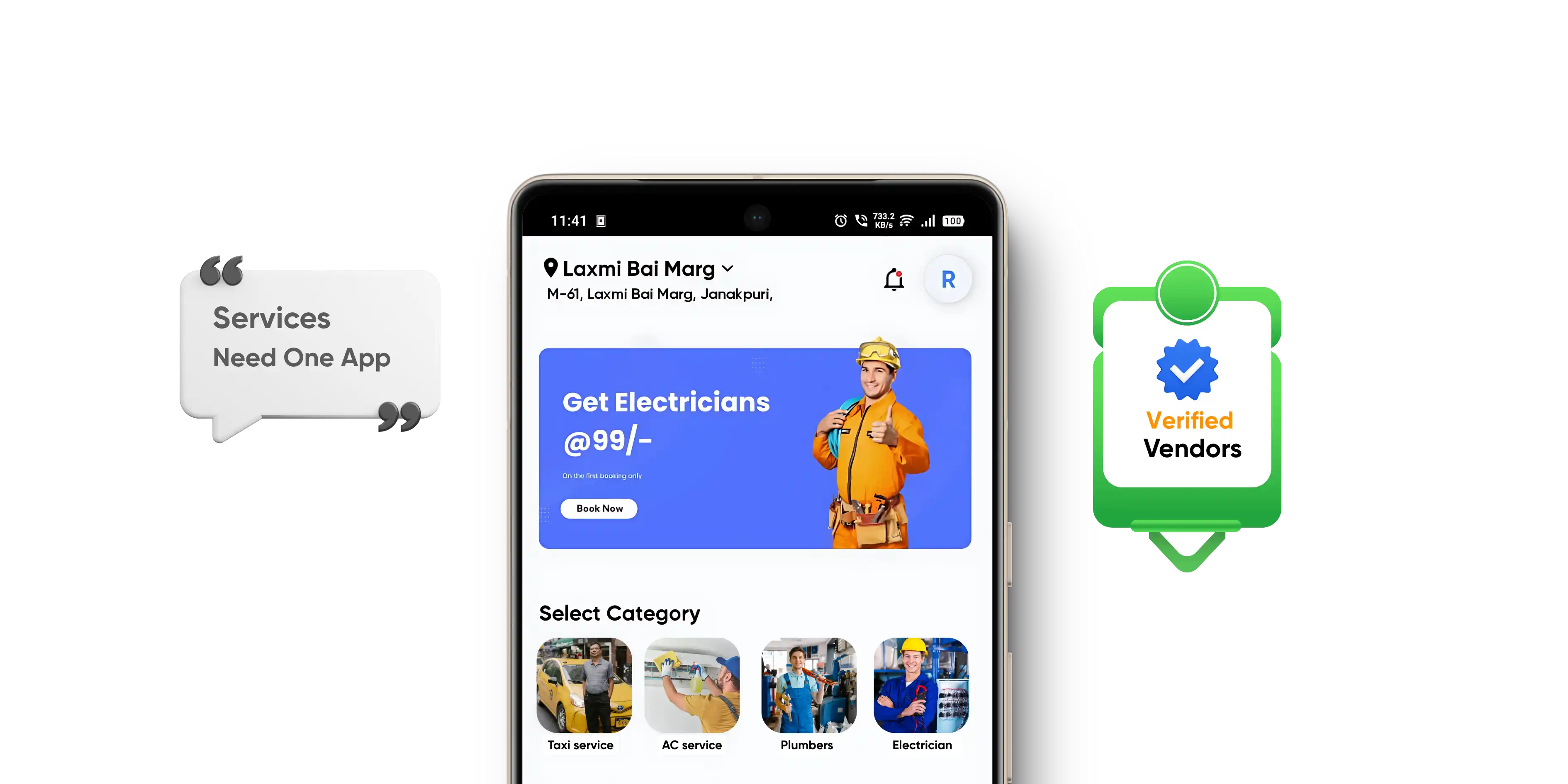 Boomzo App Interface for On-Demand Services in Aligarh